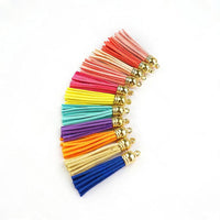 250PCS Keychain Ring Tassels Bulk Colored Leather Tassel Pendants Jewelry DIY