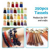 250PCS Keychain Ring Tassels Bulk Colored Leather Tassel Pendants Jewelry DIY