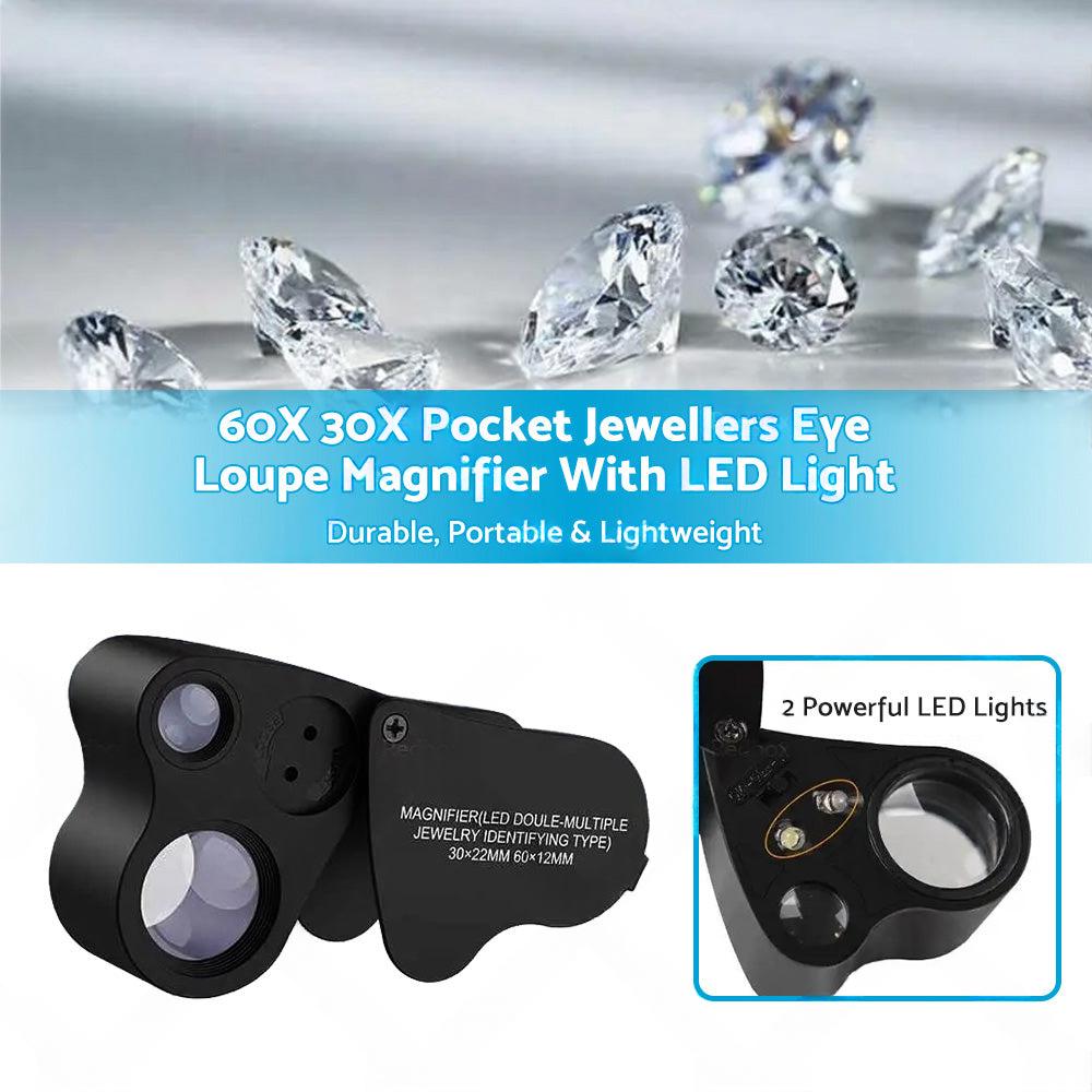 60x30mm Pocket Jeweller?¡¥s Eye Loupe Magnifier With LED Light Suitable For Jewelry