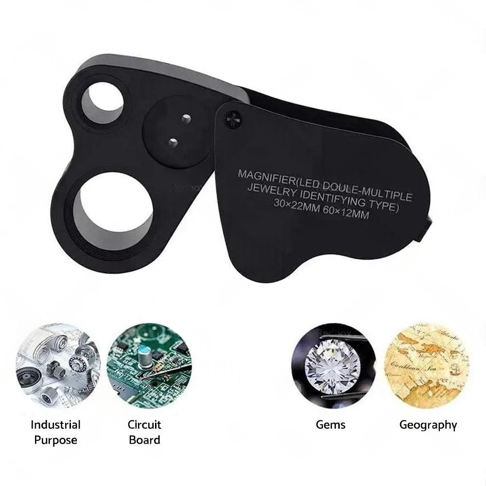 60x30mm Pocket Jeweller?¡¥s Eye Loupe Magnifier With LED Light Suitable For Jewelry
