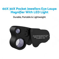 60x30mm Pocket Jeweller?¡¥s Eye Loupe Magnifier With LED Light Suitable For Jewelry