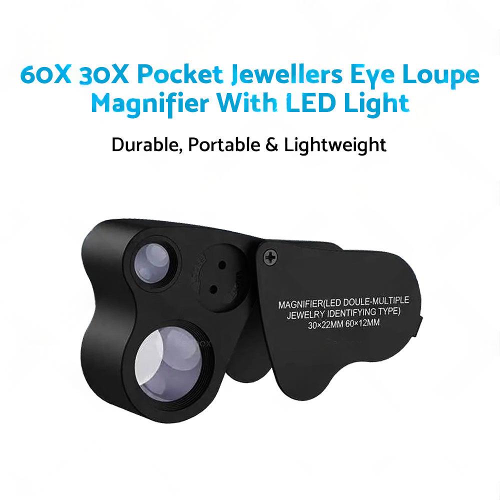 60x30mm Pocket Jeweller?¡¥s Eye Loupe Magnifier With LED Light Suitable For Jewelry
