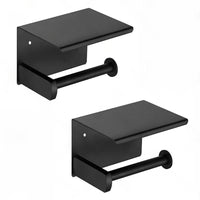 2x Stainless Steel Toilet Paper Roll Holder With Storage Hook & Phone Shelf for Bathroom