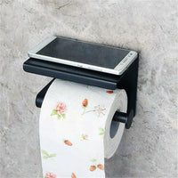 2x Stainless Steel Toilet Paper Roll Holder With Storage Hook & Phone Shelf for Bathroom