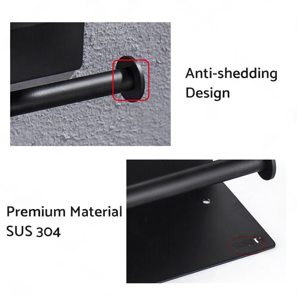 2x Stainless Steel Toilet Paper Roll Holder With Storage Hook & Phone Shelf for Bathroom