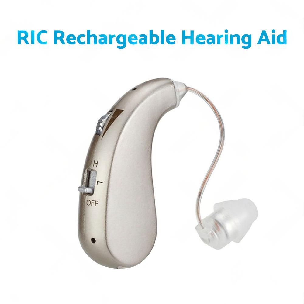 Rechargeable Digital Hearing Aid Severe Loss BTE Ear Aid HIGH-POWER Tool Kit
