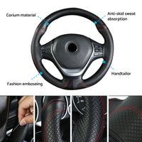 Premium Leather DIY Steering Wheel Cover Suitable For Car ¡§C 38cm Auto Protection With Needle