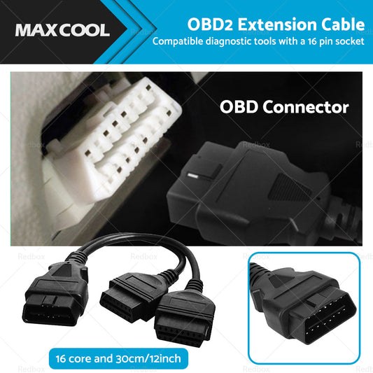{{ OBD2 16 Pin Splitter Extension Cable Male to Dual Female 12inch  or  30cm Y Lead }} - Buy Car Parts Online at {{ Kaka Auto Parts }}.