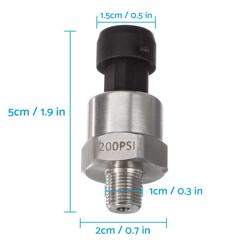 200PSI 5V Pressure Transducer Sender Sensor Suitable For Air, Oil & Fuel ¡§C Stainless Steel, AU