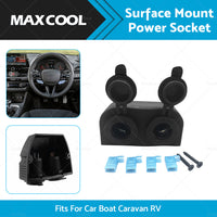 {{ 12V-24V DOUBLE SURFACE MOUNT DUAL POWER SOCKET BLACK Cigarette Boat Caravan RV }} - Buy Car Parts Online at {{ Kaka Auto Parts }}.