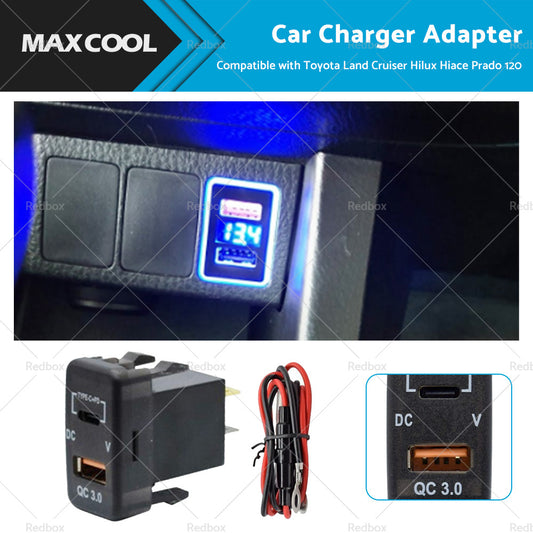 {{ Type-C  USB Car Charger Adapter Voltmeter Suitable For Land Cruiser Prado 120 }} - Buy Car Parts Online at {{ Kaka Auto Parts }}.