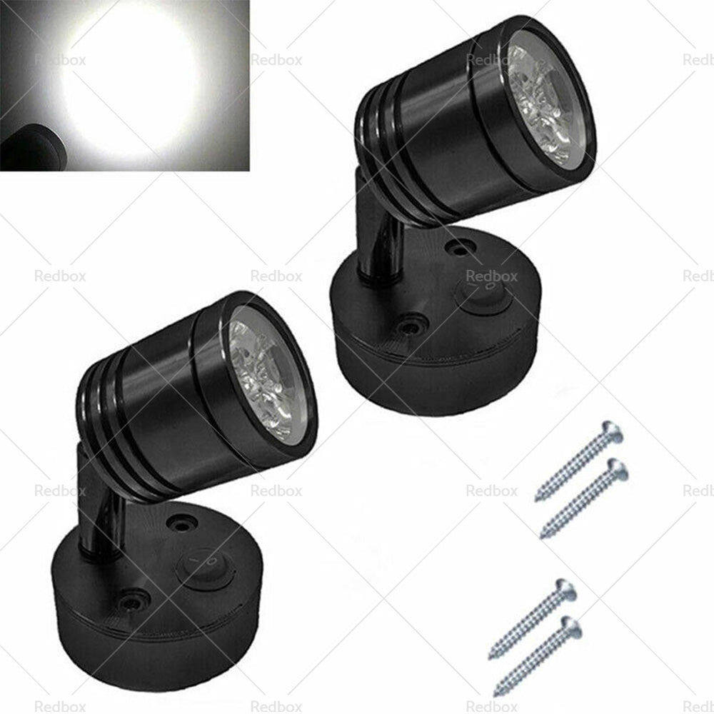 {{ 2 Pack 12V LED Interior Spot Reading Light Wall Lamp Switch For Caravan Camper }} - Buy Car Parts Online at {{ Kaka Auto Parts }}.