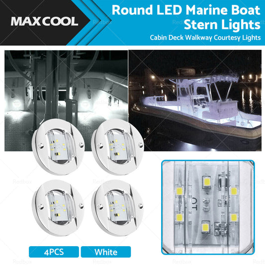 {{ 4X Round LED Marine Boat Cabin Deck Walkway Courtesy Lights White Stern Light }} - Buy Car Parts Online at {{ Kaka Auto Parts }}.