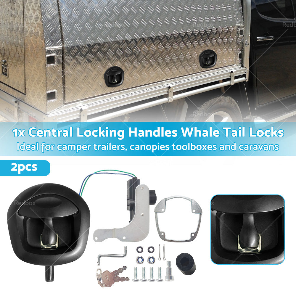 {{ 2x 12V Power Operated Black Whale Tail T Handle Lock For Trailer Canopy }} - Buy Car Parts Online at {{ Kaka Auto Parts }}.