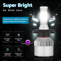 {{ 2x HB2 9003 H4 LED Headlight Globes Kit Hi or Low Beam 9000LM Brighter White }} - Buy Car Parts Online at {{ Kaka Auto Parts }}.