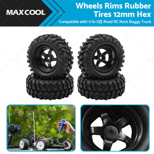 {{ Wheels Rims Rubber Tires 12mm Hex Suitable For 1 or 10 Off-Road RC Rock Buggy Truck }} - Buy Car Parts Online at {{ Kaka Auto Parts }}.
