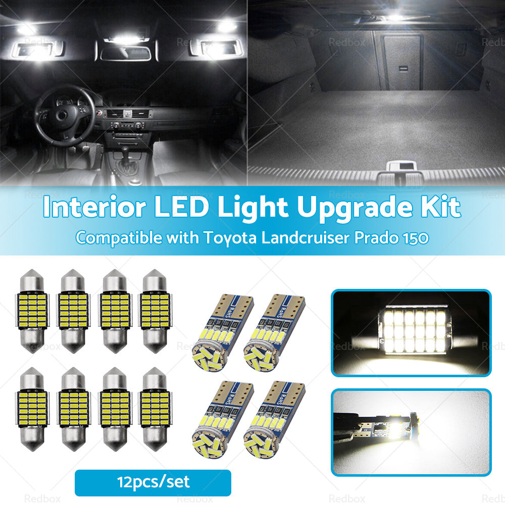 {{ 12Pcs Interior LED Light Upgrade Kit Suitable For Toyota Landcruiser Prado 150 }} - Buy Car Parts Online at {{ Kaka Auto Parts }}.