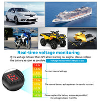 Dual USB Port Motorcycle Fast Charger Socket Suitable For Motorcycles ¡§C With LED Voltmeter Display & ON/OFF Switch