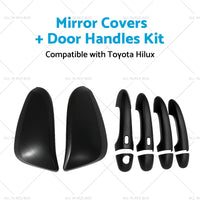 {{ Black Mirror Covers  Door Handles Kit Suitable for Toyota Hilux 2015 - 2023 }} - Buy Car Parts Online at {{ Kaka Auto Parts }}.