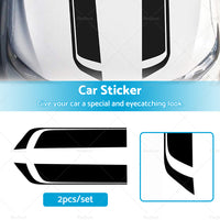 {{ 2pcs Wide Black Racing Car Hood Stripe Decal Auto Vinyl Bonnet Sticker Universal }} - Buy Car Parts Online at {{ Kaka Auto Parts }}.