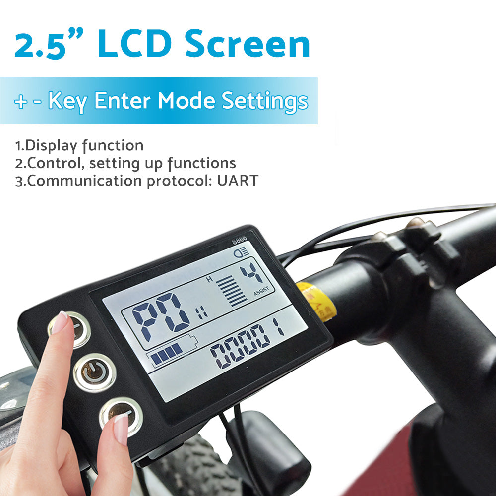 LCD Display Suitable For Electric Bike S866 24V/36V/48V ¡§C Waterproof Plug Fit For Ebike & Scooter