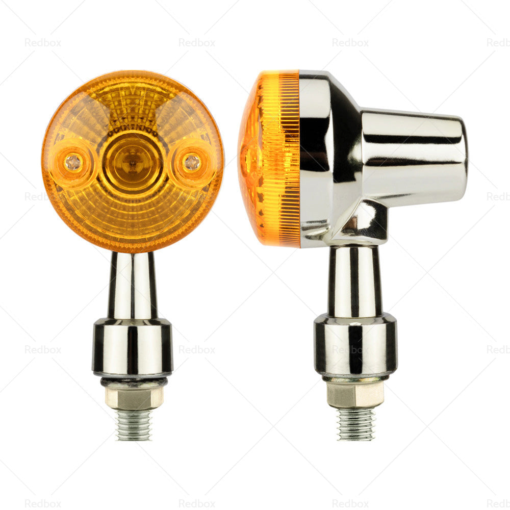 {{ 4x Chrome Motorcycle Turn Signal Lights Amber Indicators Blinker Universal Bulb }} - Buy Car Parts Online at {{ Kaka Auto Parts }}.