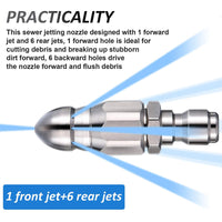 {{ Stainless Steel Sewer Jetter Nozzle For Pressure Washer w or 1 or 4''Connect for Drain }} - Buy Car Parts Online at {{ Kaka Auto Parts }}.