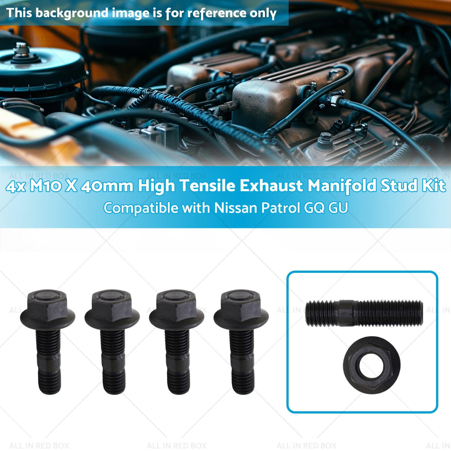 {{ 4x M10 X 40mm High Tensile Exhaust Manifold Stud Kit Suitable for GQ GU TD42 }} - Buy Car Parts Online at {{ Kaka Auto Parts }}.