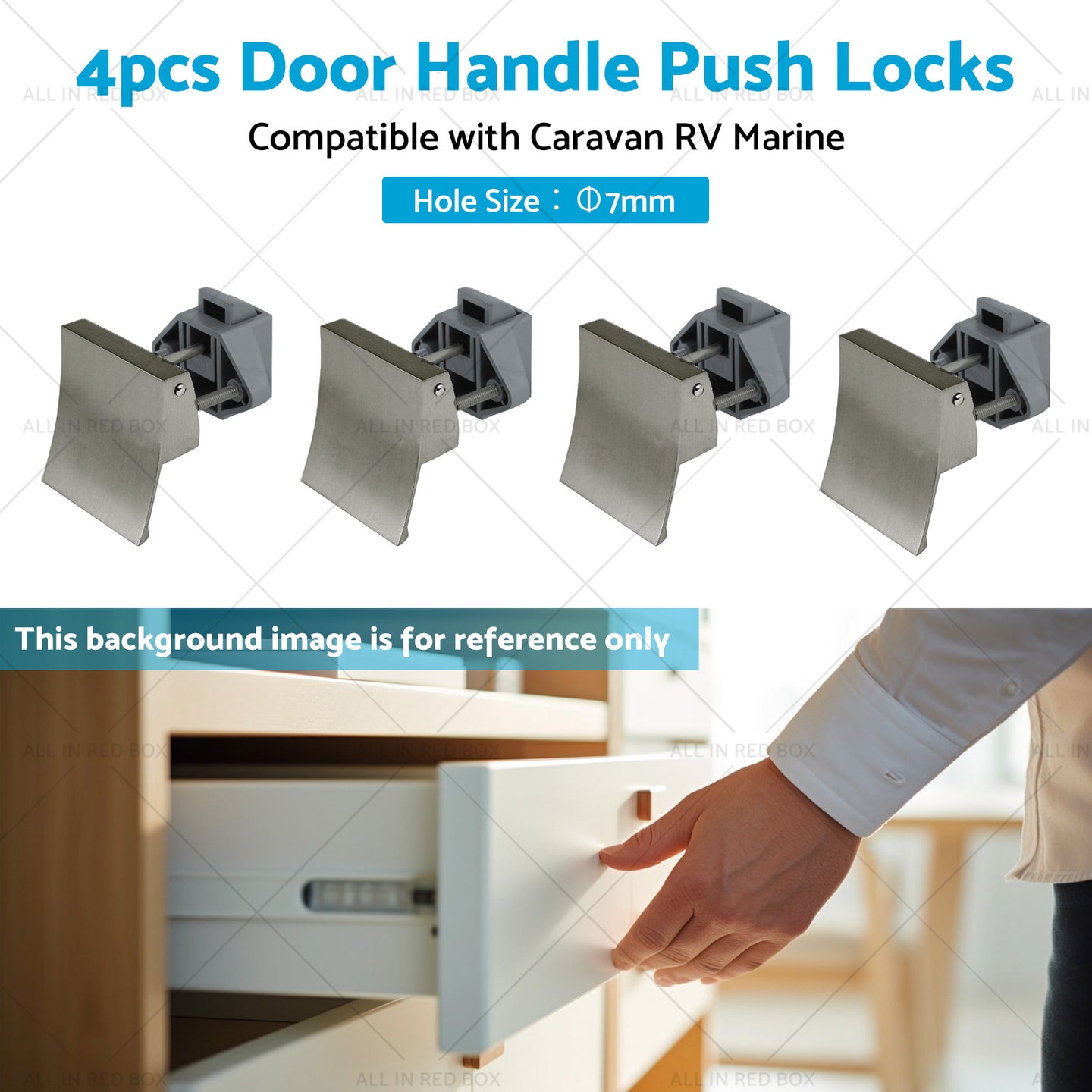{{ 4PCS Square Shape Handle Push Locks Suitable for Caravan RV Marine Latch Knob }} - Buy Car Parts Online at {{ Kaka Auto Parts }}.