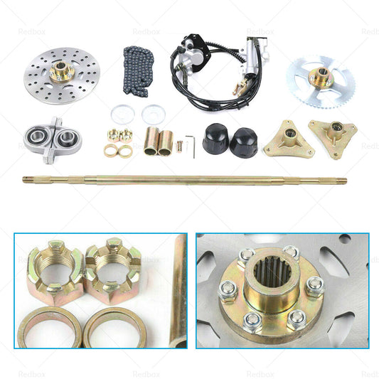 Drift Trike Go Kart Rear Live Axle Kit, Chain,HubSprocket  and  HubBrake Assembly