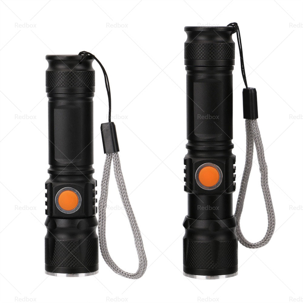 {{ 1pcs Black USB Rechargeable LED Flashlight Waterproof Torch Outdoor }} - Buy Car Parts Online at {{ Kaka Auto Parts }}.
