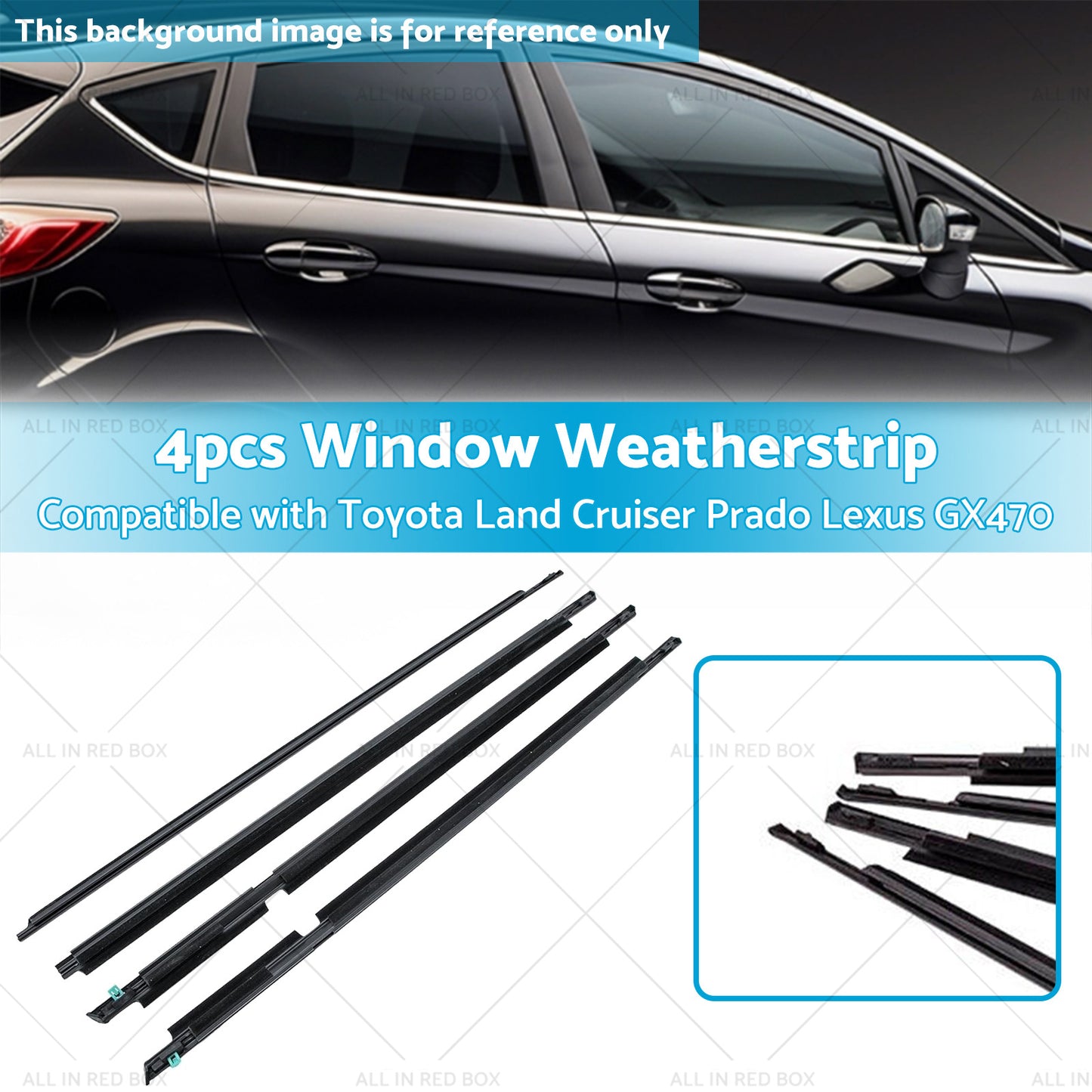 {{ Suitable For Toyota LandCruiser 105 100 120 Weatherstrips Window Trim Seal Black }} - Buy Car Parts Online at {{ Kaka Auto Parts }}.