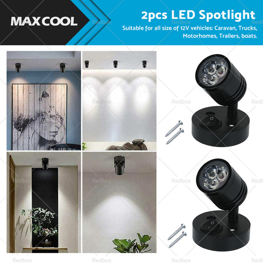 {{ 2 Pack 12V LED Interior Spot Reading Light Wall Lamp Switch For Caravan Camper }} - Buy Car Parts Online at {{ Kaka Auto Parts }}.
