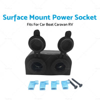 {{ 12V-24V DOUBLE SURFACE MOUNT DUAL POWER SOCKET BLACK Cigarette Boat Caravan RV }} - Buy Car Parts Online at {{ Kaka Auto Parts }}.