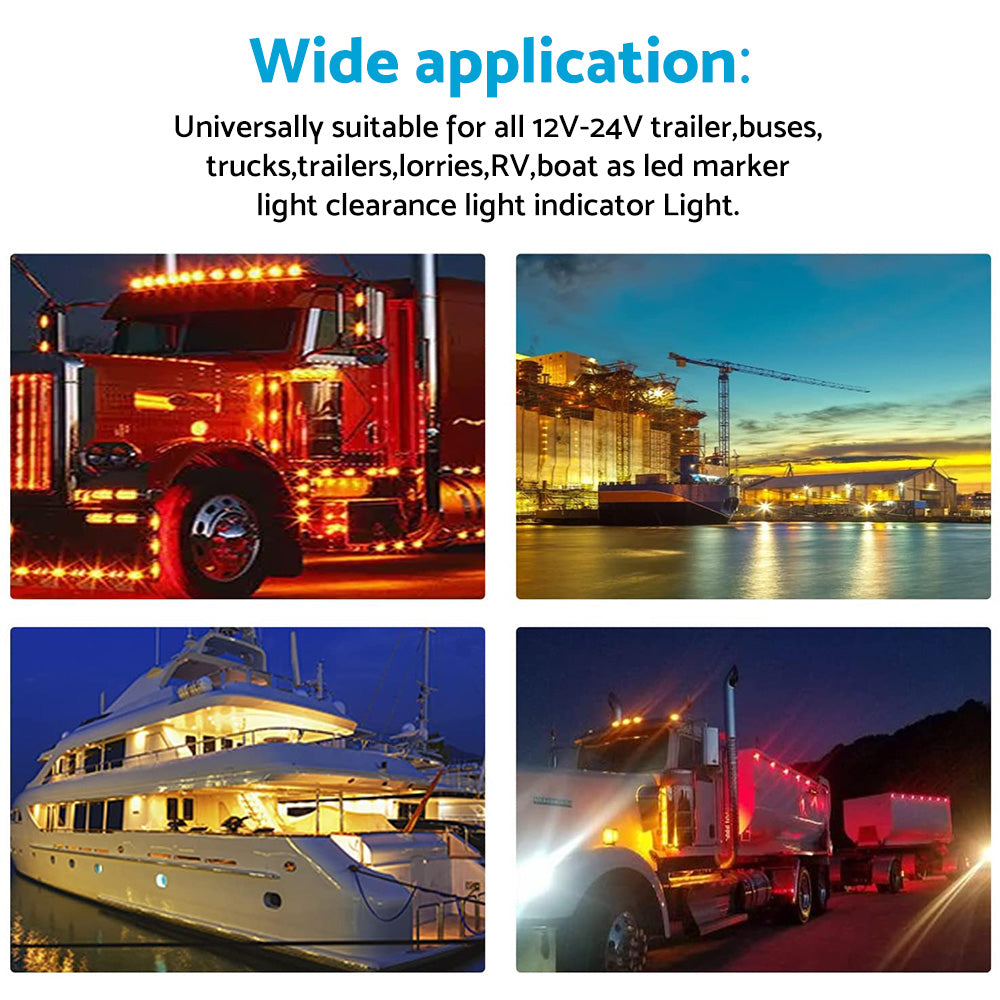 10x LED Clearance Side Marker Lights Suitable For Truck Trailer Lorry Amber