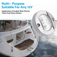 4x Round LED Marine Boat Cabin & Deck Courtesy Lights Suitable For Walkway ¡§C White Stern Light