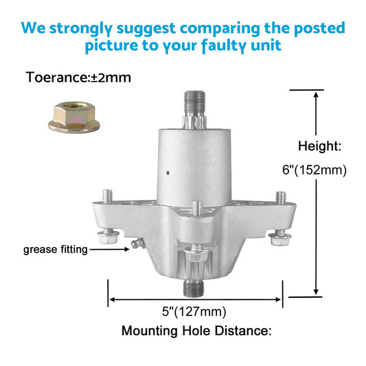 2x Spindle Assembly Suitable For MTD  and  Cub Cadet  38inch and 42inch Deck 618-0138 618-0142