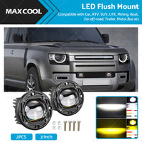 {{ 2x 3inch Flush Mount LED Work Light Bar Reverse Fog Lamp 4WD White Yellow 8D Len }} - Buy Car Parts Online at {{ Kaka Auto Parts }}.