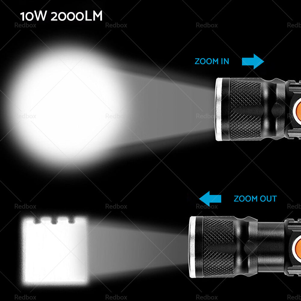 {{ 1pcs Black USB Rechargeable LED Flashlight Waterproof Torch Outdoor }} - Buy Car Parts Online at {{ Kaka Auto Parts }}.