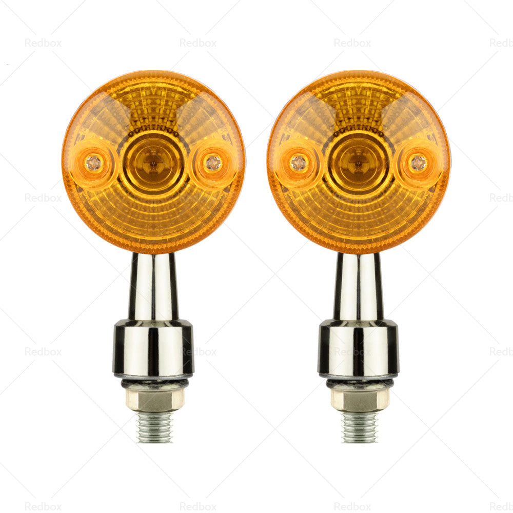 {{ 4x Chrome Motorcycle Turn Signal Lights Amber Indicators Blinker Universal Bulb }} - Buy Car Parts Online at {{ Kaka Auto Parts }}.