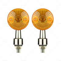 {{ 4x Chrome Motorcycle Turn Signal Lights Amber Indicators Blinker Universal Bulb }} - Buy Car Parts Online at {{ Kaka Auto Parts }}.