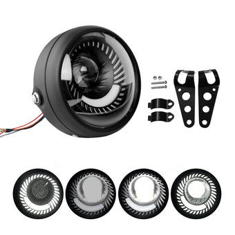 compare product 6.5-inch Motorcycle LED Headlight with Spiral Side Mount Bracket Suitable For Cafe Racer Motorcycles