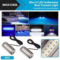 {{ 2x Blue 27LED Underwater Boat Marine Transom Light 316 Stainless Steel Pontoon }} - Buy Car Parts Online at {{ Kaka Auto Parts }}.