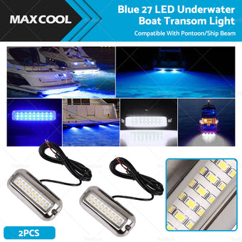 compare product 2x Blue 27LED Underwater Boat Marine Transom Light 316 Stainless Steel Pontoon