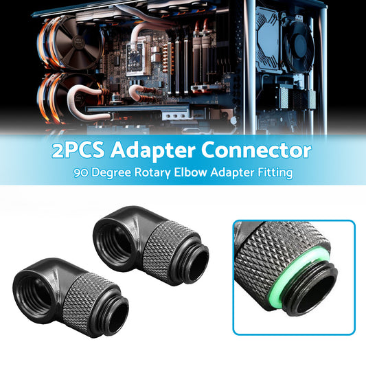 2PCS Black Green Water Cooling G1 4 Thread 90 Angle Rotary Elbow Adapter Fitting