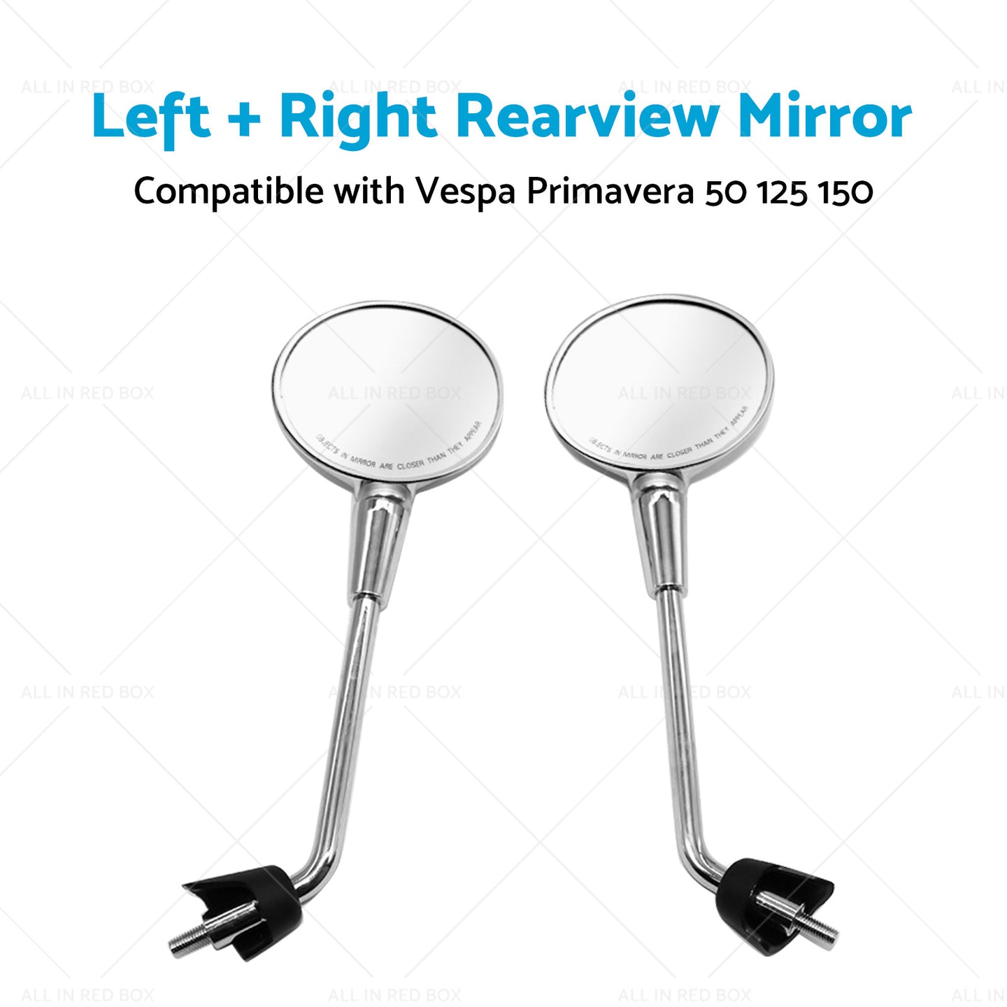 {{ Left  and  Right Rearview Mirror Chrome Suitable For Vespa Primavera 50 125 150 }} - Buy Car Parts Online at {{ Kaka Auto Parts }}.