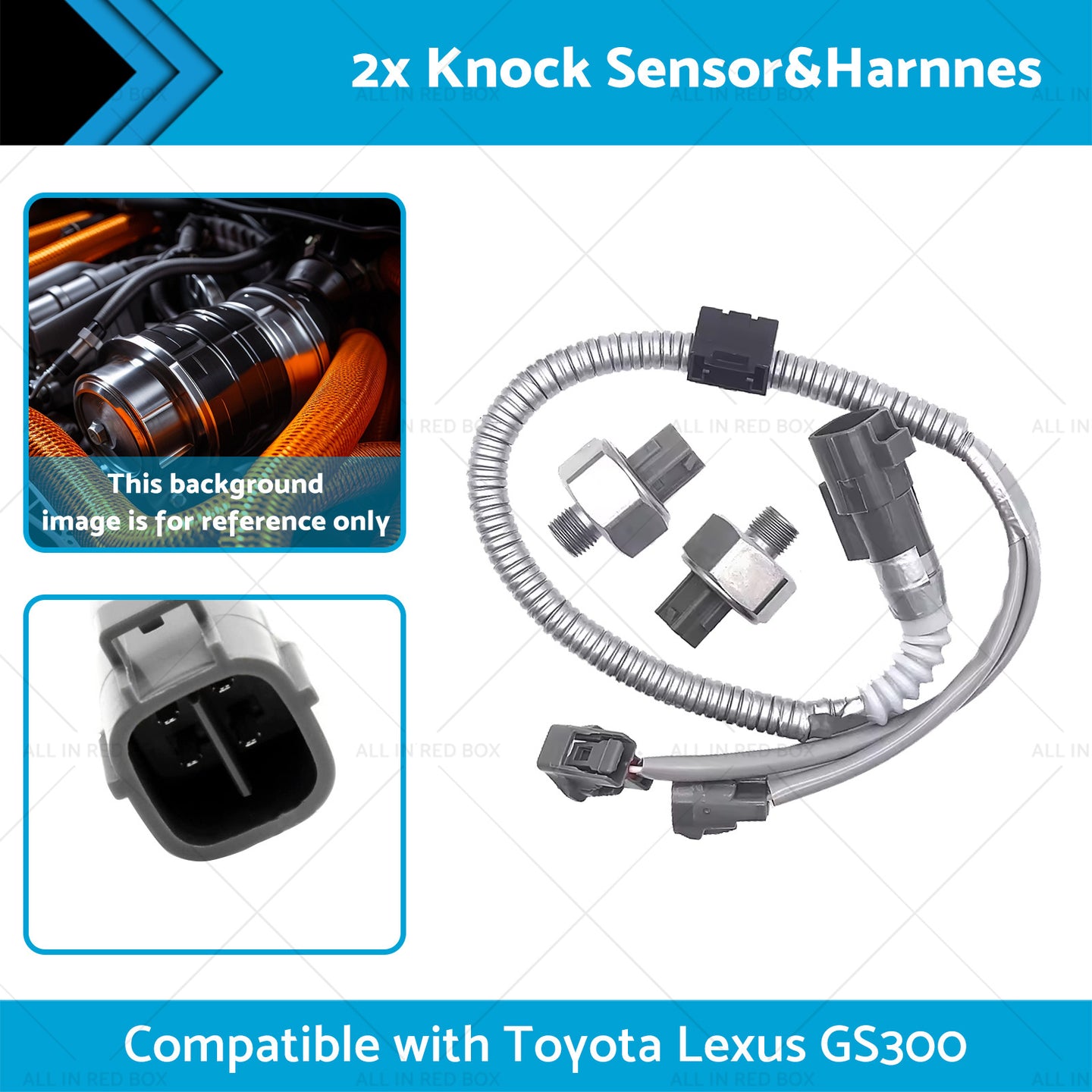 {{ 89615-12090 2x Knock Sensor and Harnnes Suitable for Toyota Lexus GS300 3. 0L 4Runner }} - Buy Car Parts Online at {{ Kaka Auto Parts }}.