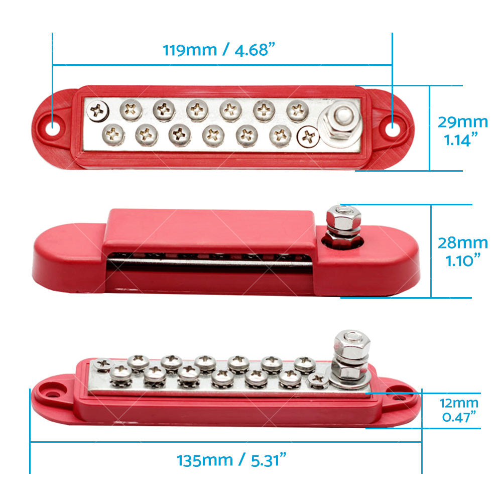 {{ 2pcs 12 Terminal Power Distribution Block Bus Bar DC 48V 12P Wiring Bars AU }} - Buy Car Parts Online at {{ Kaka Auto Parts }}.