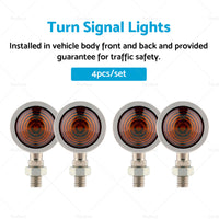 {{ 4x Chrome Motorcycle Amber Bullet Turn Signal Indicators Blinkers Universal Lamp }} - Buy Car Parts Online at {{ Kaka Auto Parts }}.
