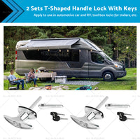 {{ 2 Set Chrome Rear Fixing T Handle Lock W or  Key For Trailer Caravan Canopy Toolbox }} - Buy Car Parts Online at {{ Kaka Auto Parts }}.